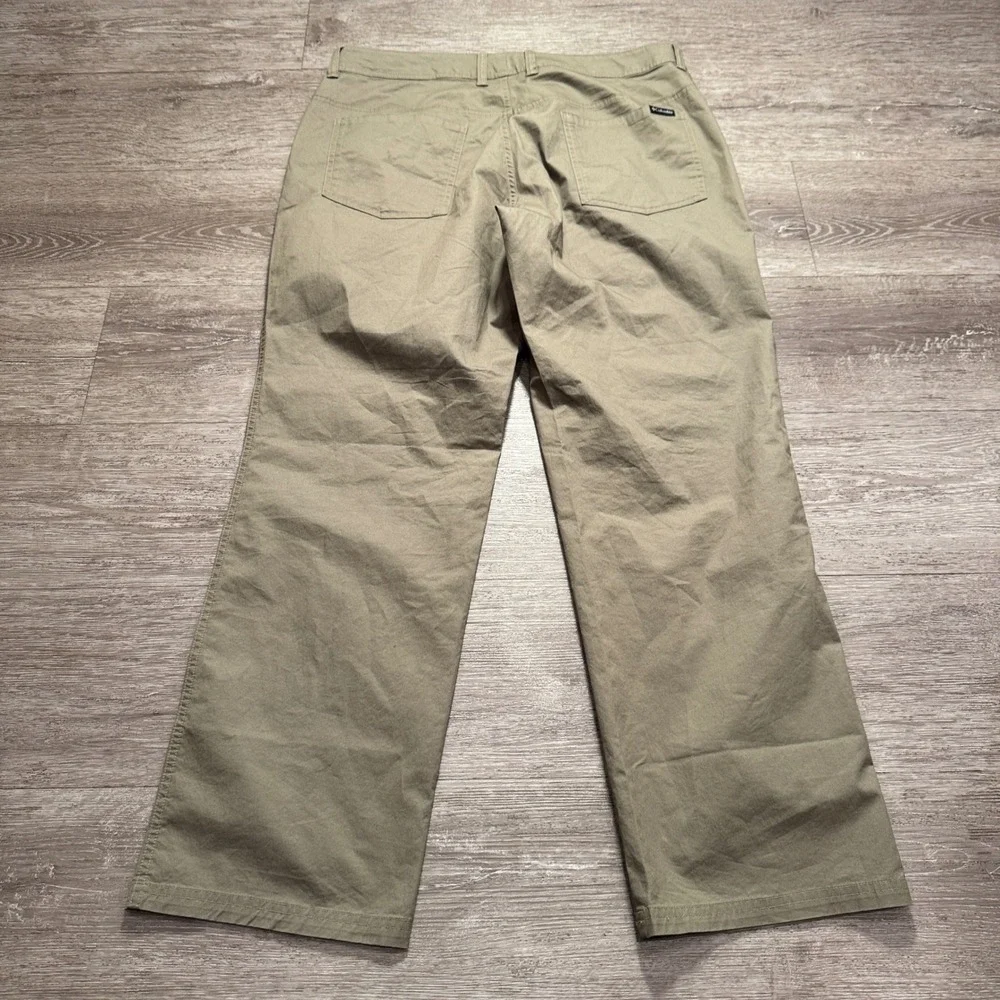 Columbia Pants Men 34 Green Cotton Stretch Regular Fit Hiking Trail AM0449 36x30